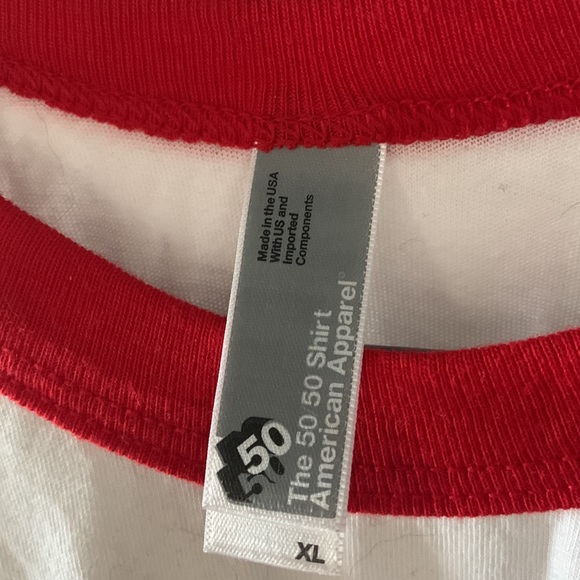 American Apparel Red Baseball Tee - Picture 2 of 3
